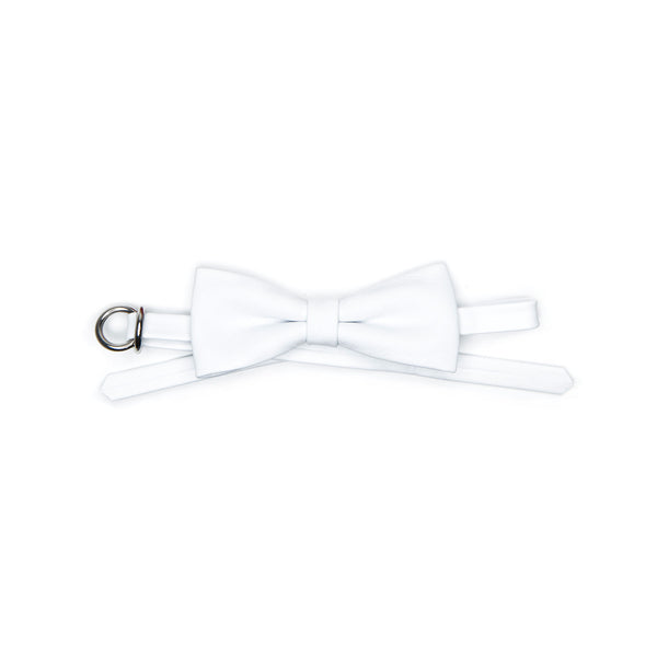 LEATHER BOW TIE - WHITE