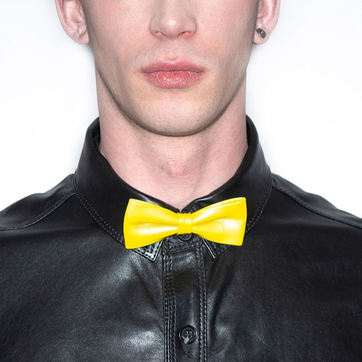 LEATHER BOW TIE - YELLOW