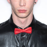 LEATHER BOW TIE - RED